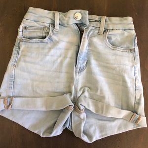 Blue washed jean shorts